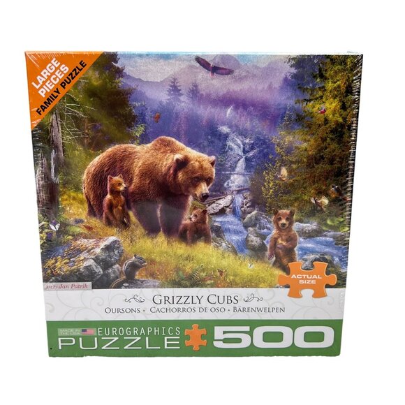Eurographics Puzzle Grizzly Cubs 500 Large Pieces Bears Wilderness Mountains NIB - Picture 1 of 6